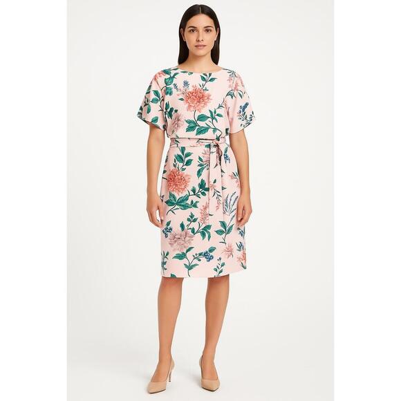 Kensie Short Sleeves Belted Waist Floral Style Dress Size 10 - Picture 1 of 9